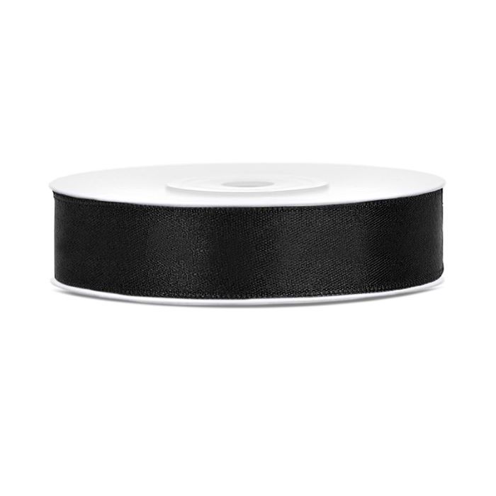 Zwarte satijnlint - 12 mm x 25 m