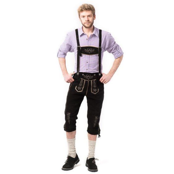 Tyroler lederhosen broeken Peter lang zwart