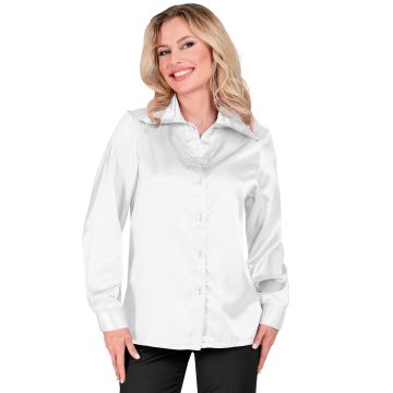 Wit disco-shirt in satijn voor dames