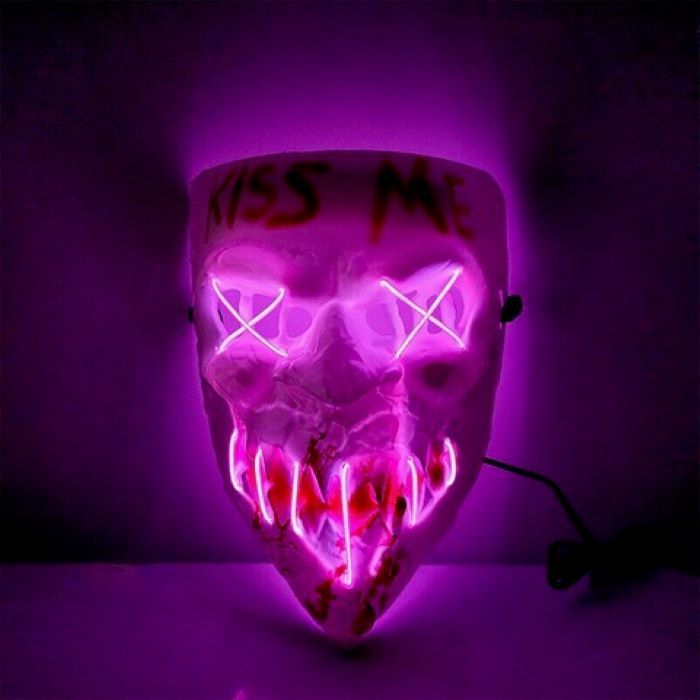 Griezelig halloween LED masker - Masker met rode tekst