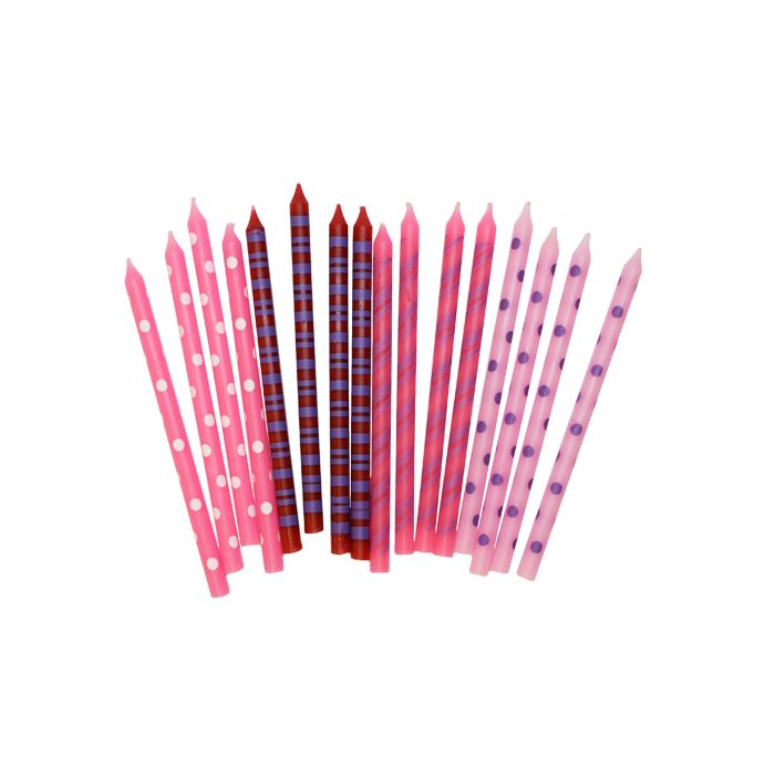 Verjaardagskaarsjes in roze tinten 16x - 15 cm