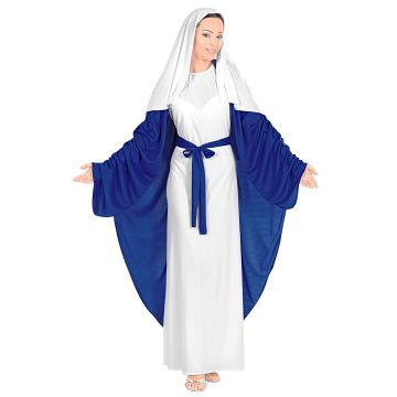 HEILIGE MARIA (jurk met cape, riem, hoofdband) Wit