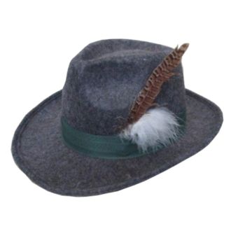 Tyrolerhoed voor oktoberfest Bayern grijs deluxe unisex one-size