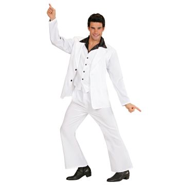 Witte disco-jakkostuum met vest voor heren