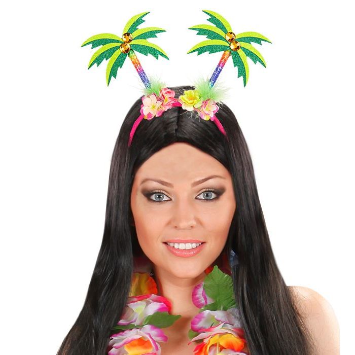 Roze Hawaii haarband met kleurrijke palmbomen - onesize
