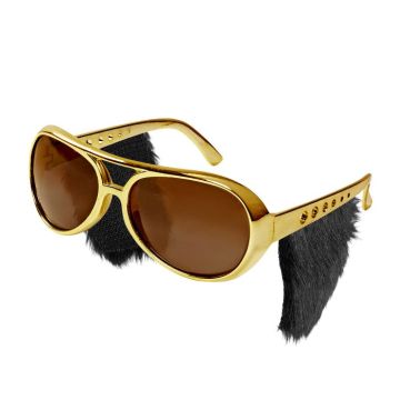 Rock'n'roll gouden zonnebrillen met snor - onesize