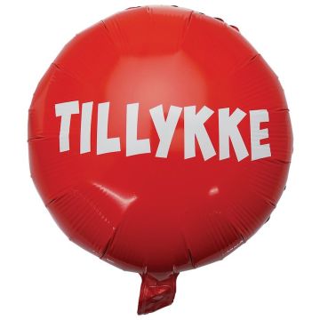 Tillykke Folieballon in Rood - 45 cm