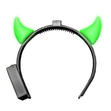 Duivelshoorns met licht inclusief batterijen groen