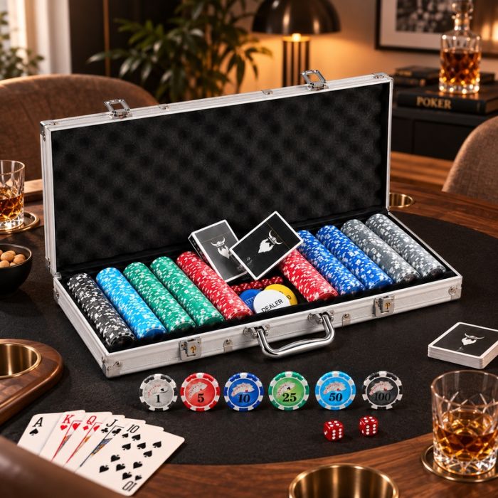 Pokerset 500 Royal Flush chips 11,5 g. aluminiumkoffer low stakes PartyVikings