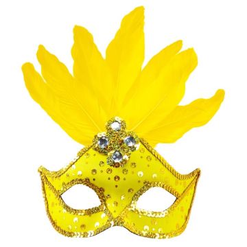 Gele Braziliaanse Maske met veren