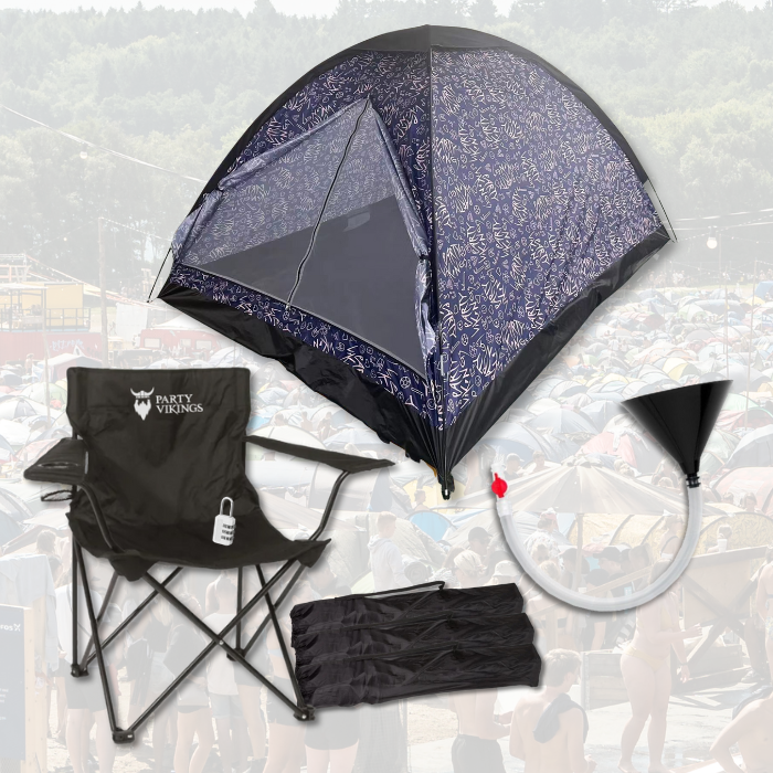 Festivalpakket 4 personen premium - BJORN tent, festivalstoel e.d. 