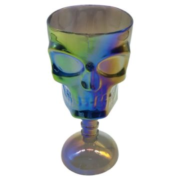 Multikleurige schedelbeker plastic kop - 18 cm