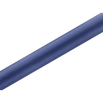 Donkerblauwe satijnen tafelgang - 9 meter