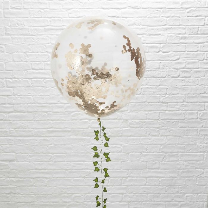 Grote Ballonnen met Roze Gouden Confetti 3x - 90 cm