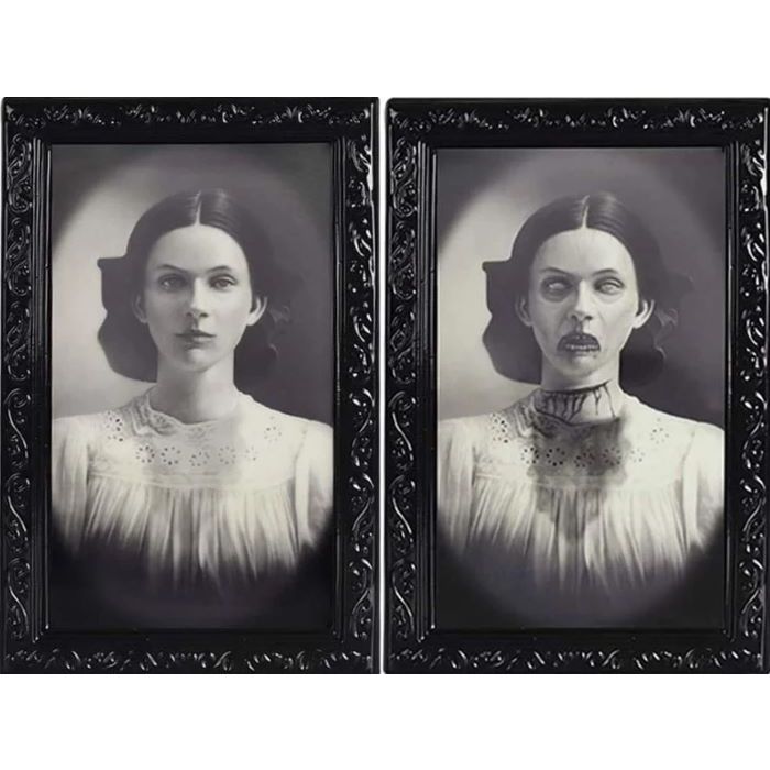 Engelachtig 3D Halloween portret met wisselend beeld 38x25 cm - Dame portret