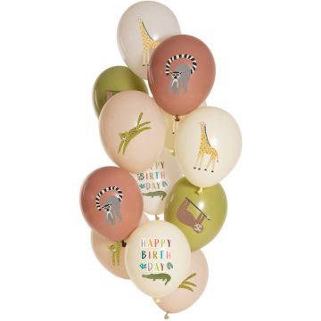 Happy birthday ZOO ballonnen 12x - 33 cm