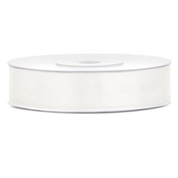 Licht crème wit satijnen lint - 12 mm x 25 m