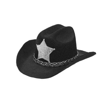 Zwarte mini sheriff cowboyhoed - onesize
