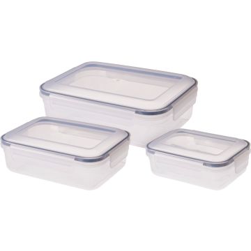 Opbergdozen 3 stuks met siliconen ring 600-2000 ml