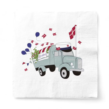 Servetten met studentenwagen blauw student 20x Det Gamle Apotek