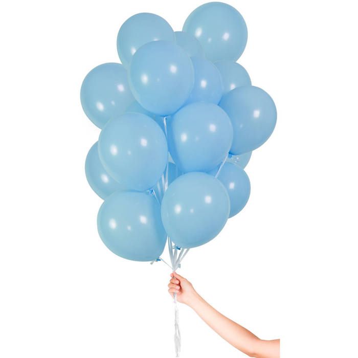 Lichtblauwe Ballonnen m. touw 30x - 23cm