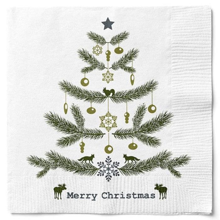 Servetten met kerstboom merry christmas 20x Det Gamle Apotek
