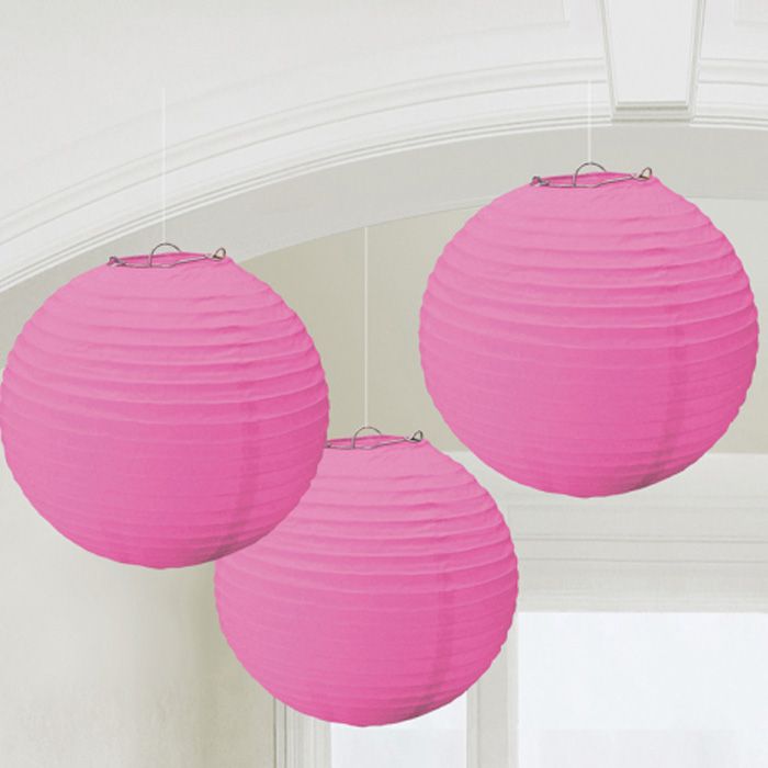 Roze Papieren Lantaarns 3x - 20 cm