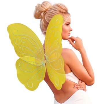 Glitter vleugels geel