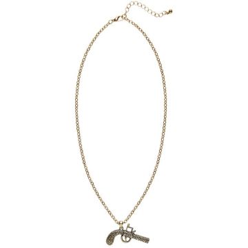 Gouden halsketting met piratenspul-oorhanger - onesize