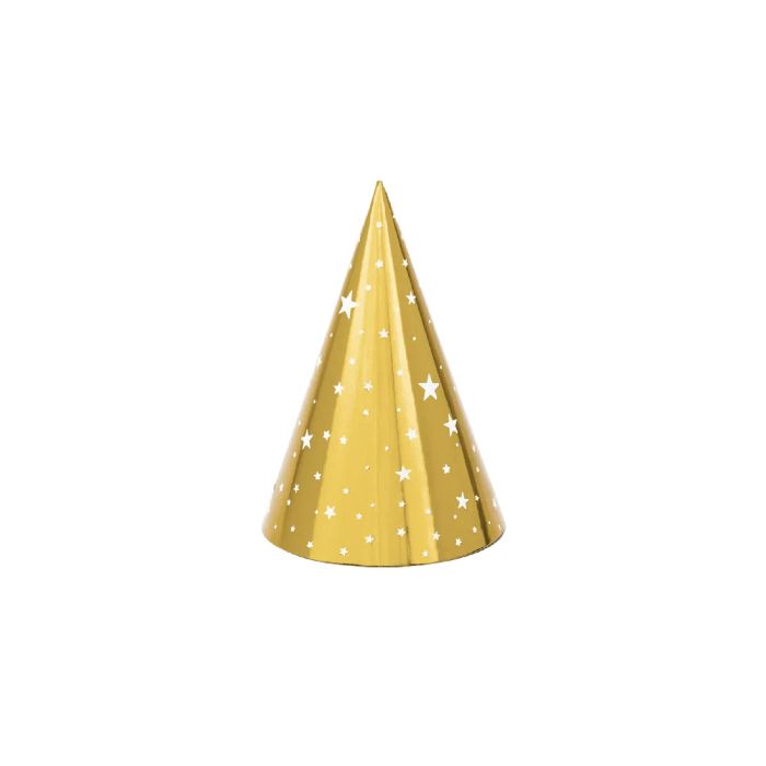 Feesthoedjes met sterren goud 6x - 16 x 10 cm