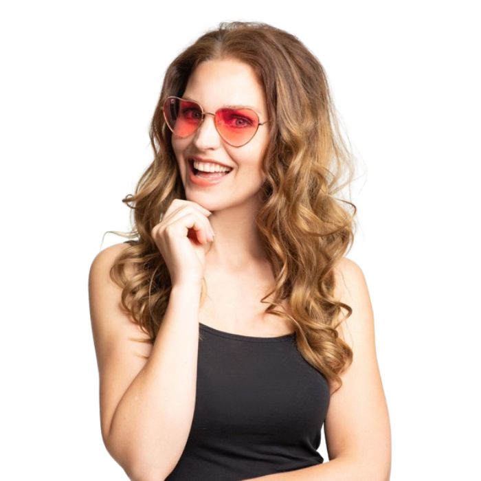 Hartvormige bril unisex rood - onesize