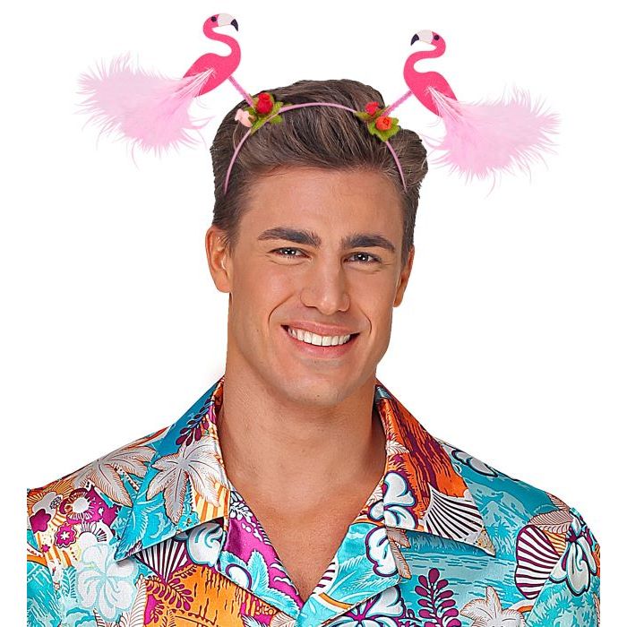 Roze haarband met flamingo's - onesize