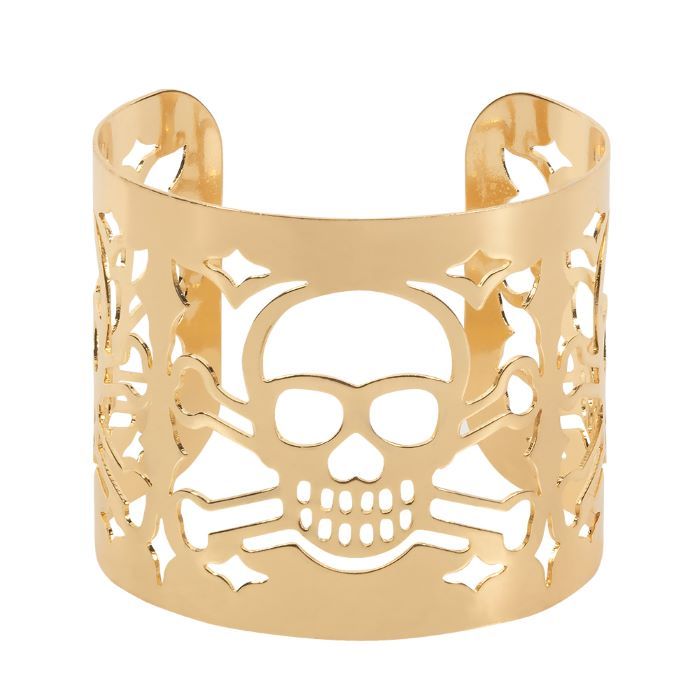 Gouden doodskop piratenarmband - onesize