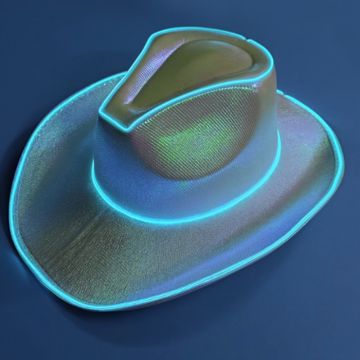 Leuke cowboy rave hoed met LED - Geel