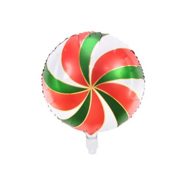 Snoep folieballon in rood, wit en groen - 35 cm