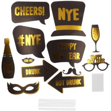 Photo booth nieuwjaar accessoires 12x