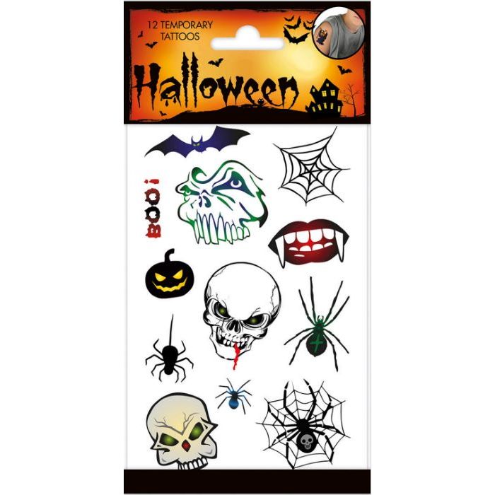 Nep-tatoeages met griezelige Halloween-motieven - 12x