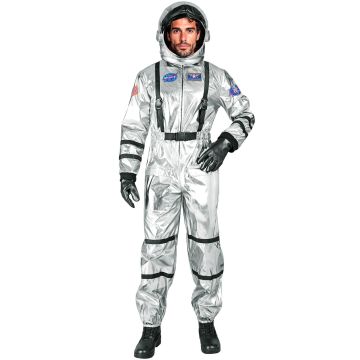 Zilveren astronautenkostuum voor heren