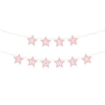 Roze babyshower ster slinger - 290x16,5 cm