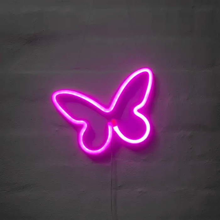 Vlinder neon LED bord - 16x23 cm