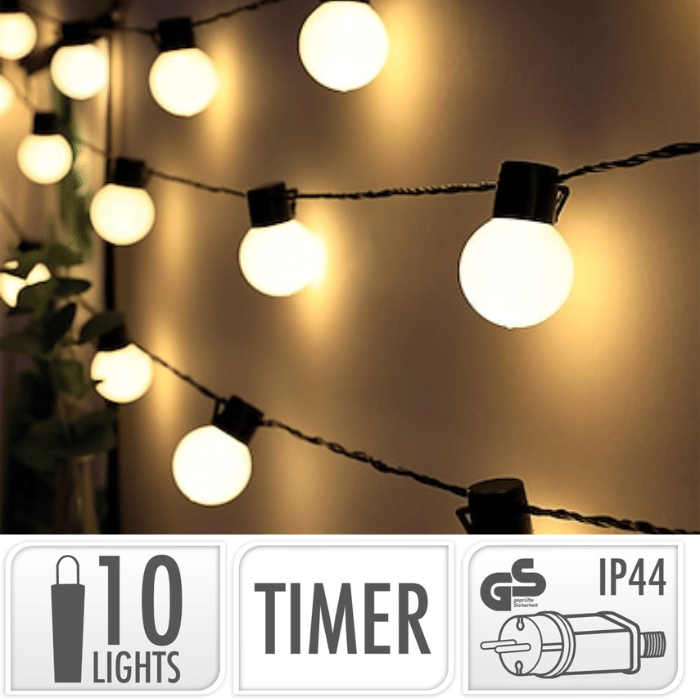 Lichtsnoer warm wit 10x lampen - 9,5 m