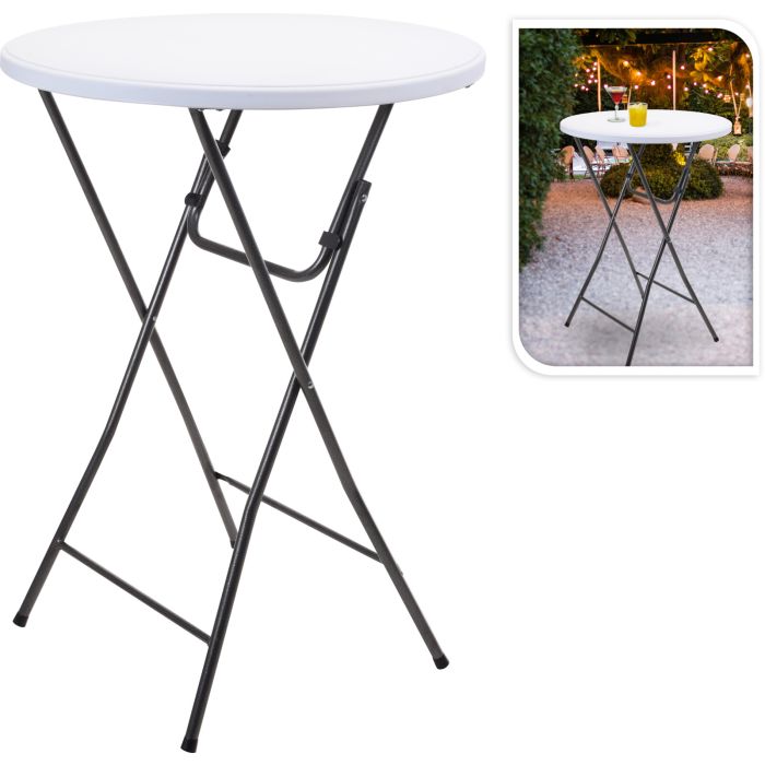 Ronde statafel in wit Ø 80 cm met zwart metalen frame