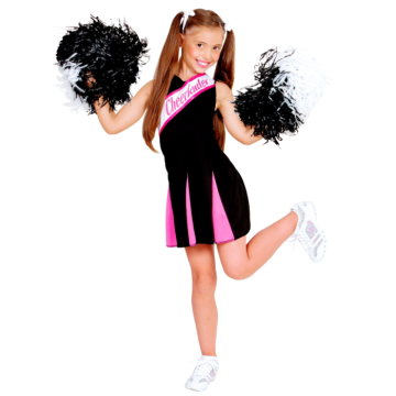 Zwart en roze cheerleader kostuum voor kinderen