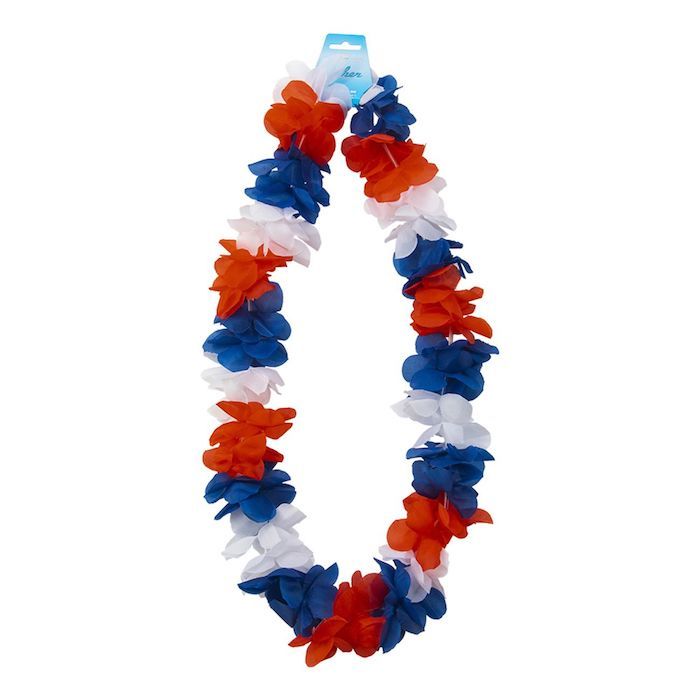 Hawaii-krans halssnoer Wit, Rood En Blauw - 105 cm