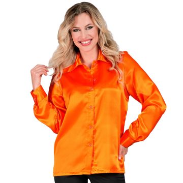 Oranje discoschirt in satijn voor dames