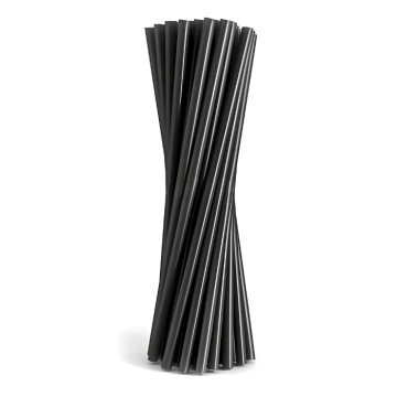 Rietjes zwart 200x6mm herbruikbaar 50x plastic