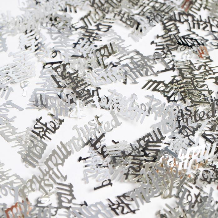 Zilveren Just Married wedding letter confetti - 14 g