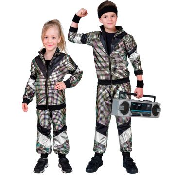 80's joggingset voor kinderen in zilver