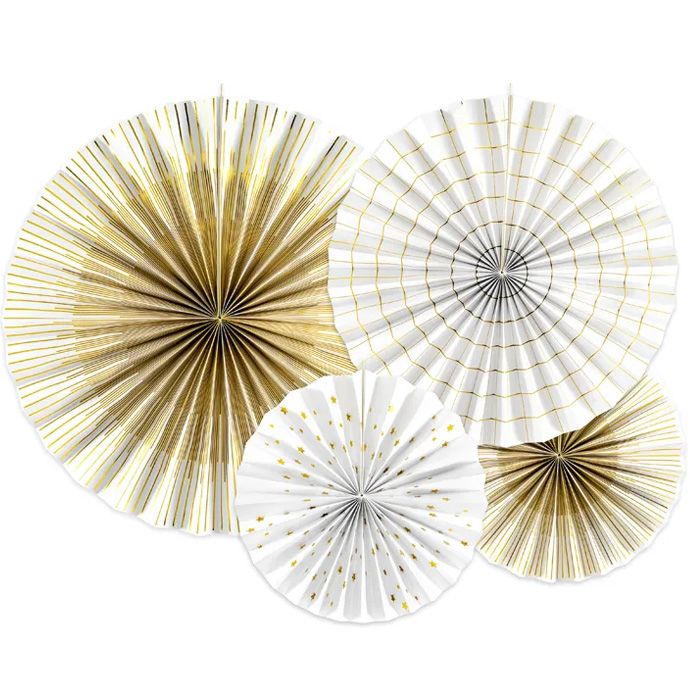 Grote Witte & Gouden Rozetten 4x