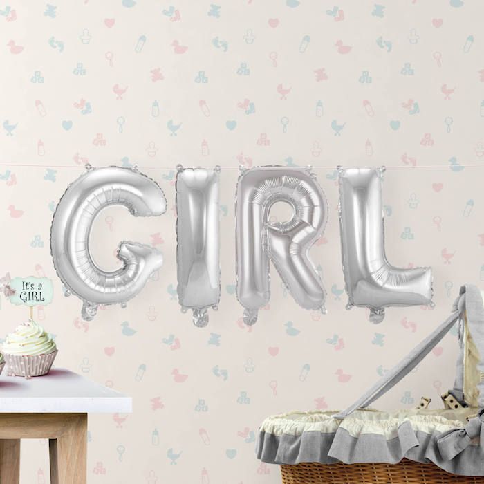 GIRL zilveren folieballon - 36 cm